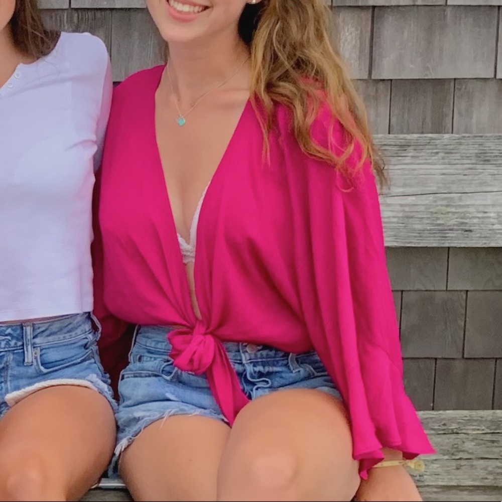Pink Tie Blouse